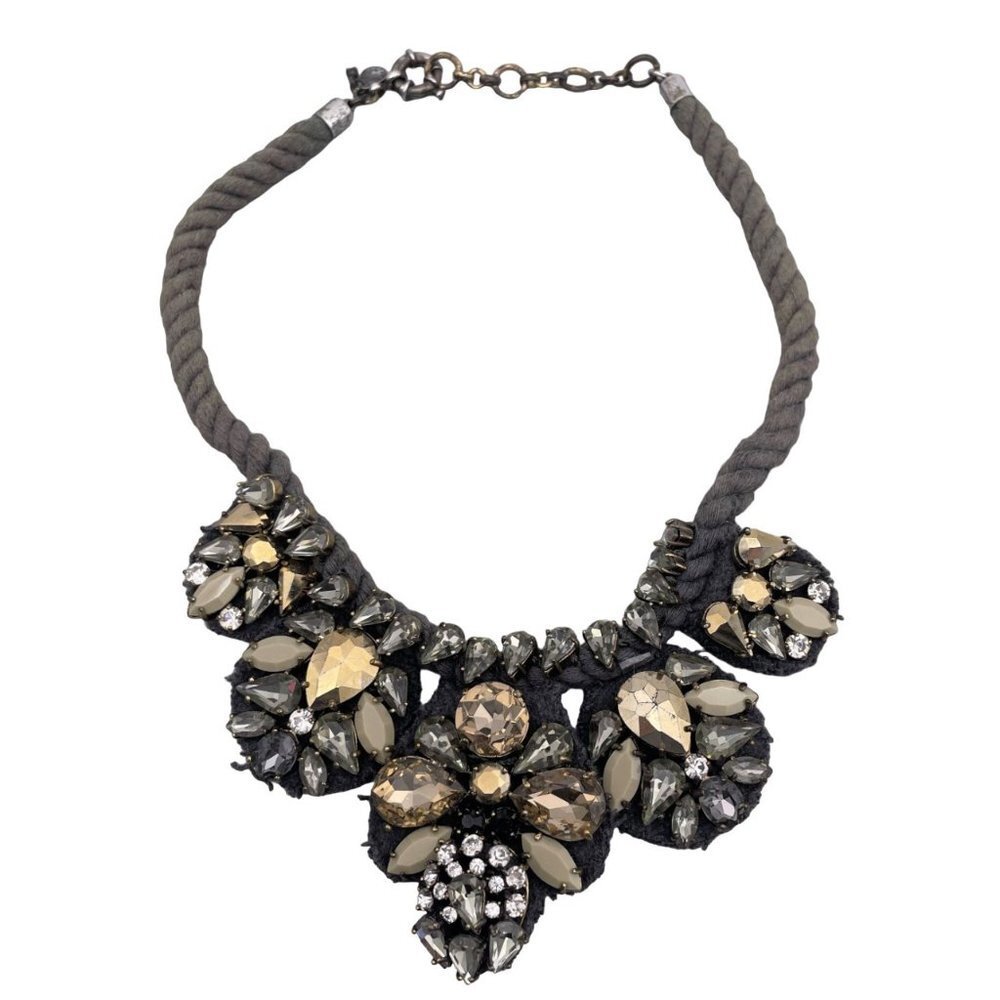 JCrew Faceted Rhinestone Crystal Rope Bib Statement Necklace 165 In - 185 In 33$